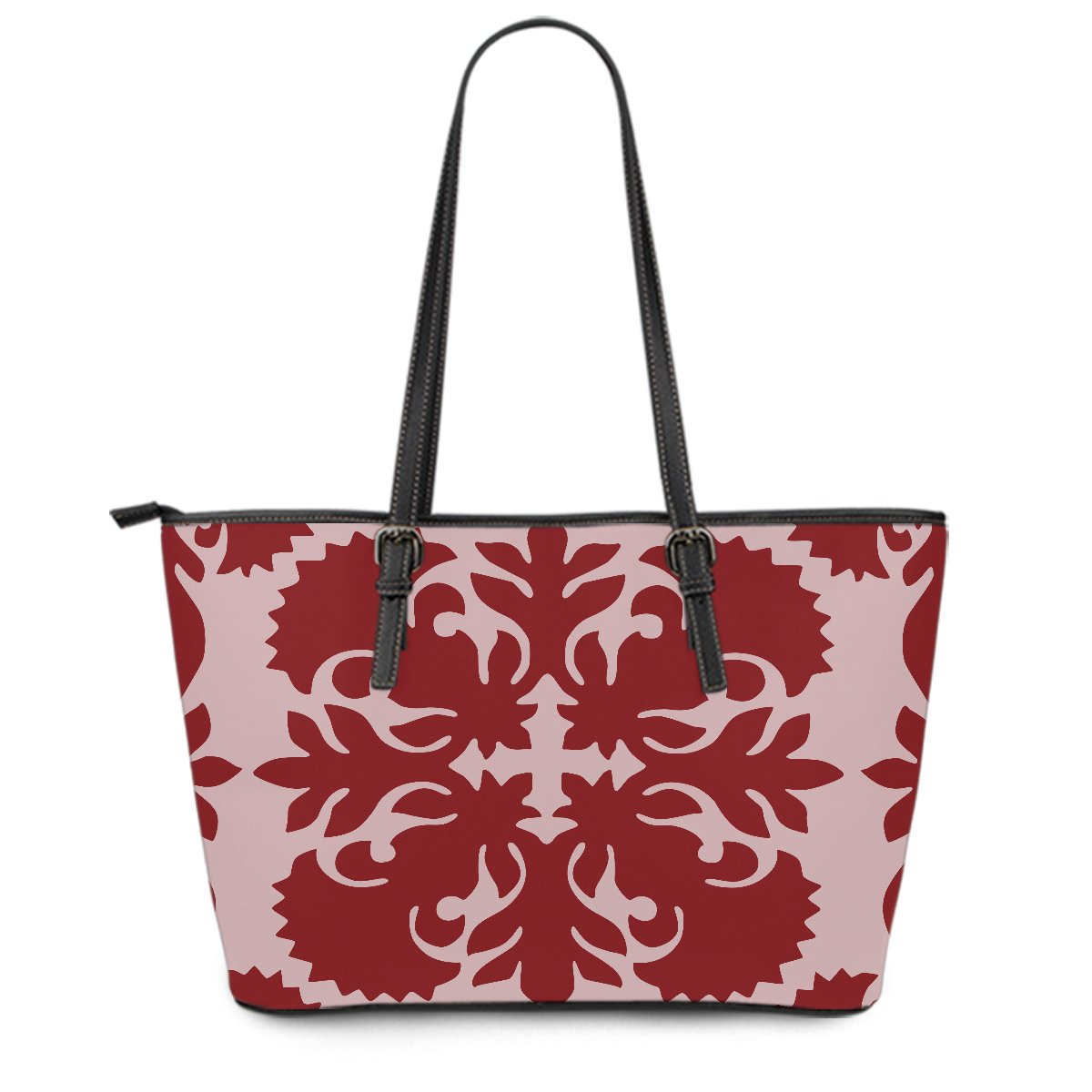 Hawaii Lehua Quilting Leather Tote Bag - AH