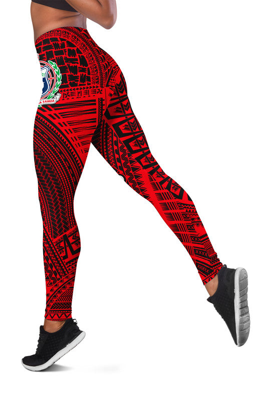 Samoa Ula Nifo Tribal Leggings Red Style