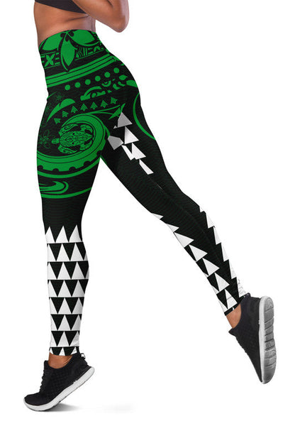 Kakau Hawaiian Polynesian Legging Green