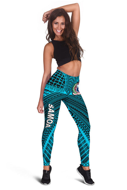 Samoa Ula Nifo Tribal Leggings Blue Style