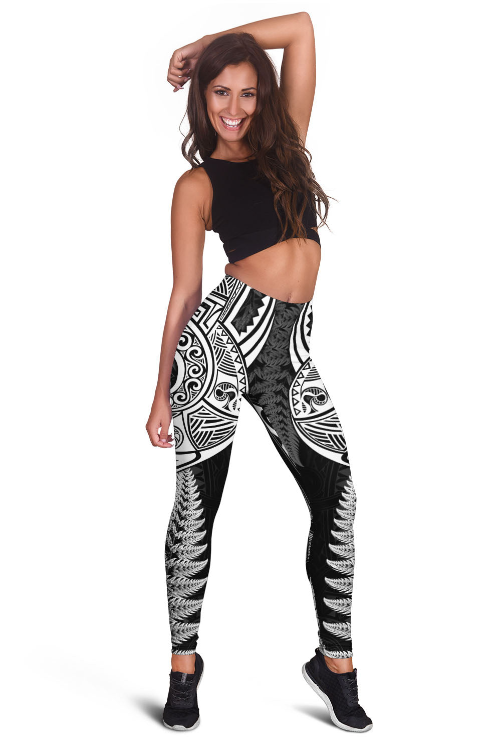 Maori Rugby Legging Tattoo Mix Fern Leaf