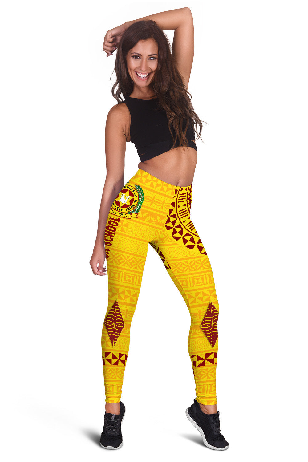 Tonga Vava'u High School Women Leggings Simple Style - Yellow