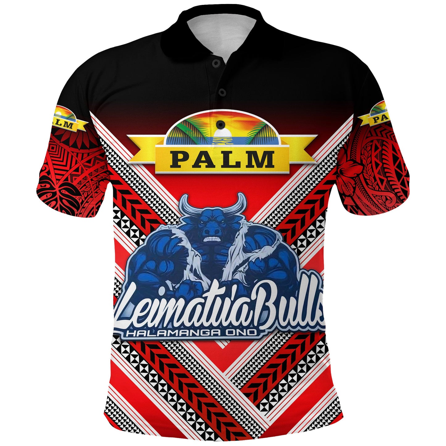 Custom Personalised Mate Ma'a Tonga Polo Shirt Leimatu'a Bulls Creative Style - Red, Custom Text And Number