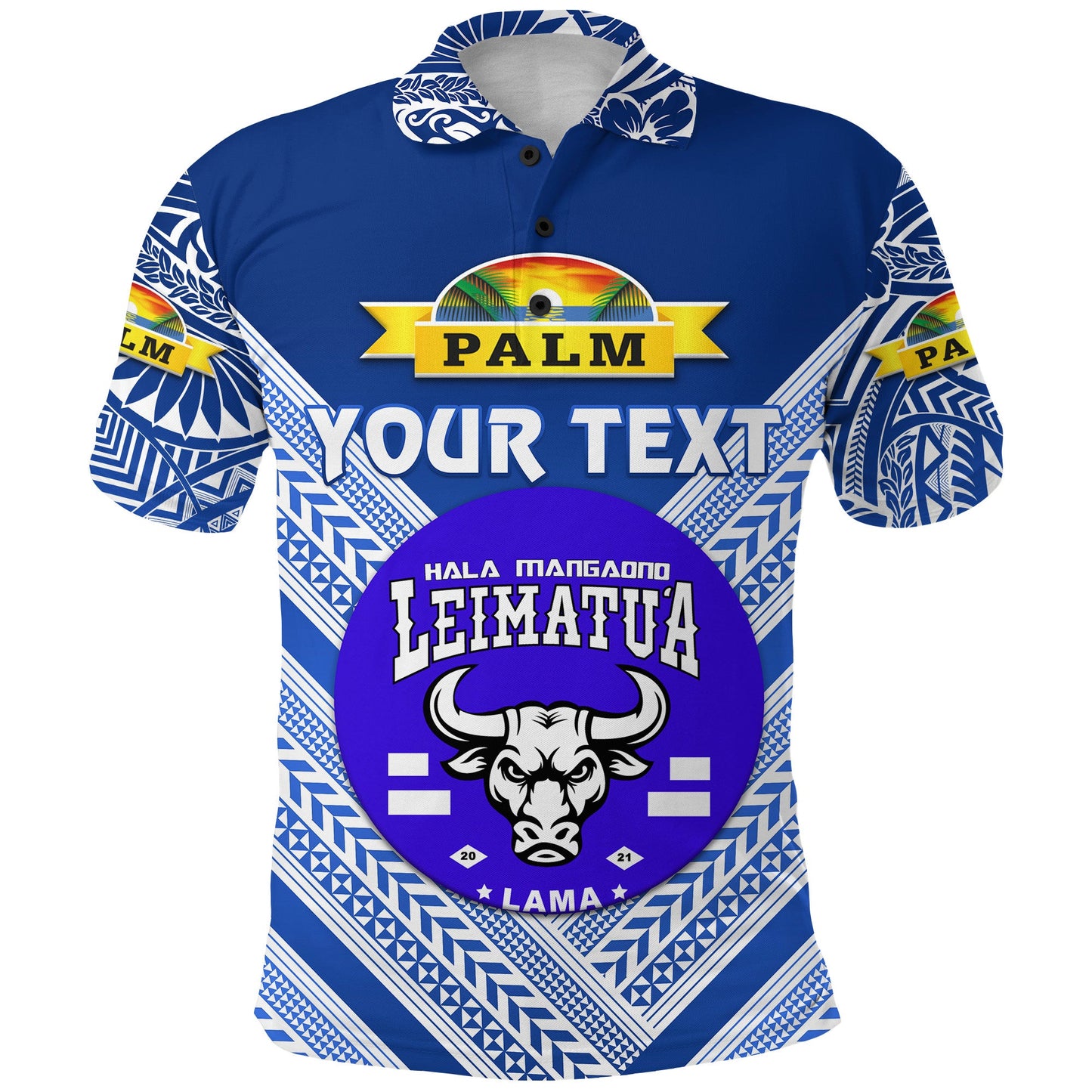 Custom Personalised Mate Ma'a Tonga Polo Shirt Leimatu'a Bulls Creative Style - Blue NO.1