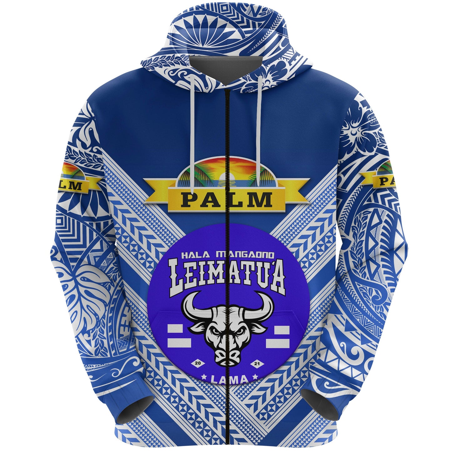 ( Personalised) Mate Ma'a Tonga Zip Hoodie Leimatu'a Bulls Creative Style Blue NO.1, Text And Number
