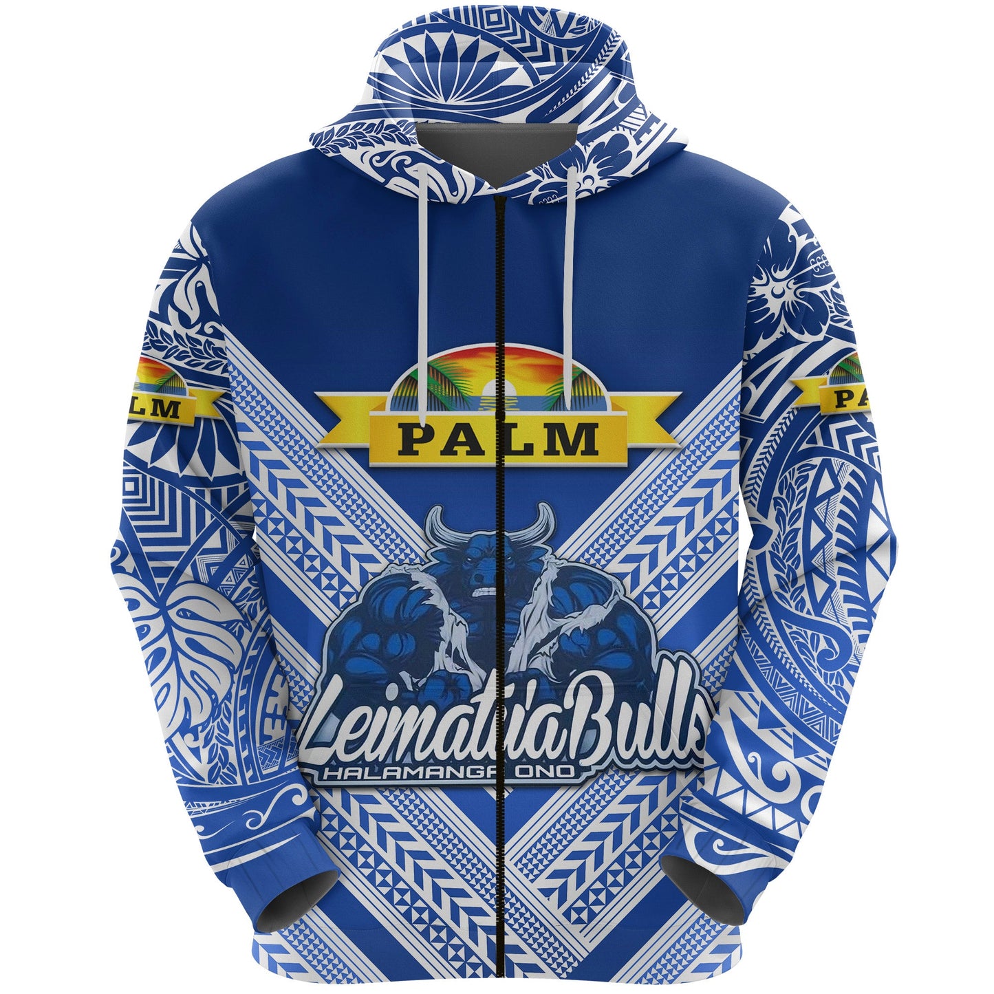 ( Personalised) Mate Ma'a Tonga Zip Hoodie Leimatu'a Bulls Creative Style Blue, Text And Number