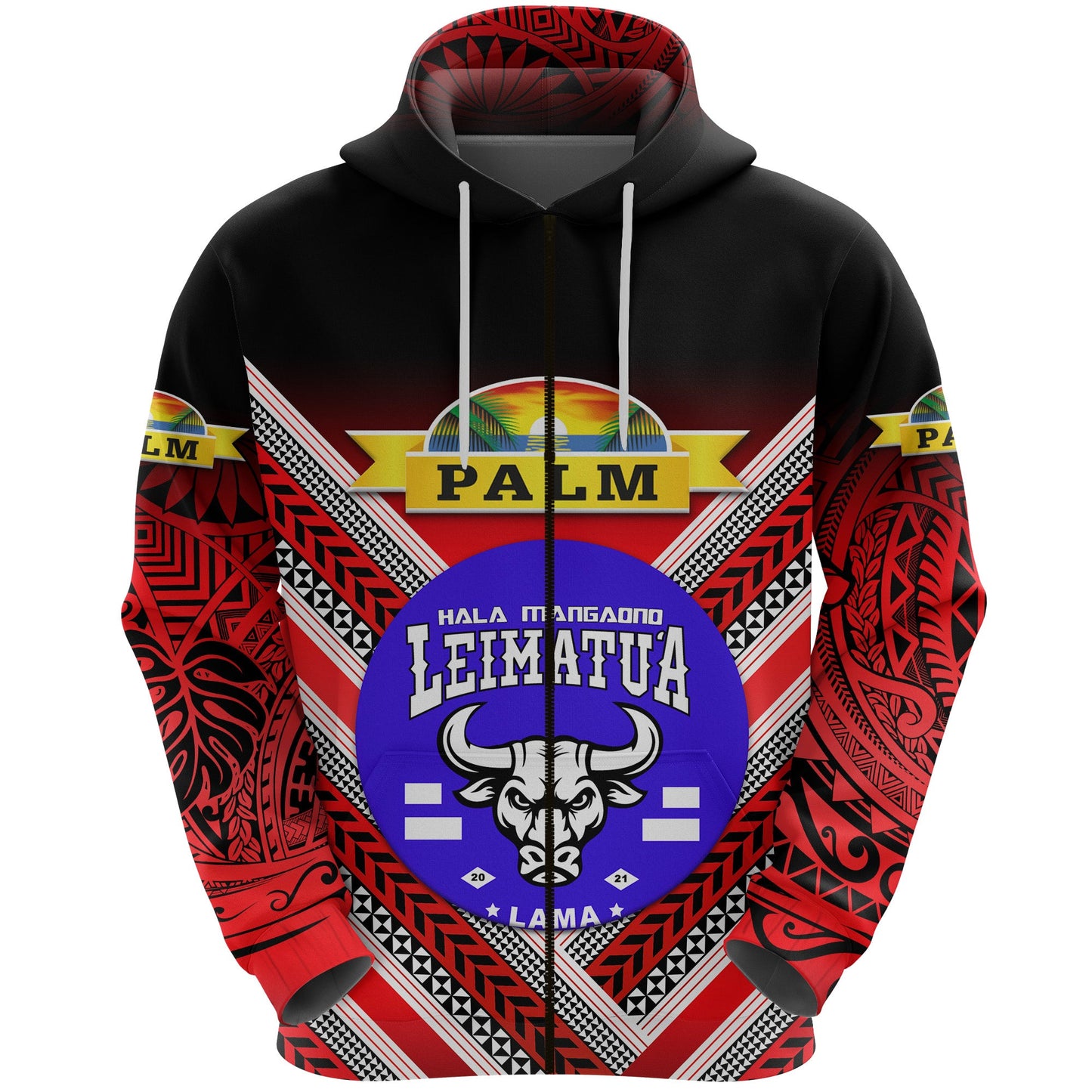 Mate Ma'a Tonga Zip Hoodie Leimatu'a Bulls Creative Style Red NO.1