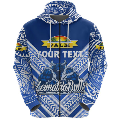( Personalised) Mate Ma'a Tonga Zip Hoodie Leimatu'a Bulls Creative Style Blue