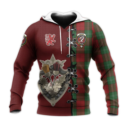 Printivon Lennox Tartan Hoodie Lion Rampant And Celtic Thistle Style