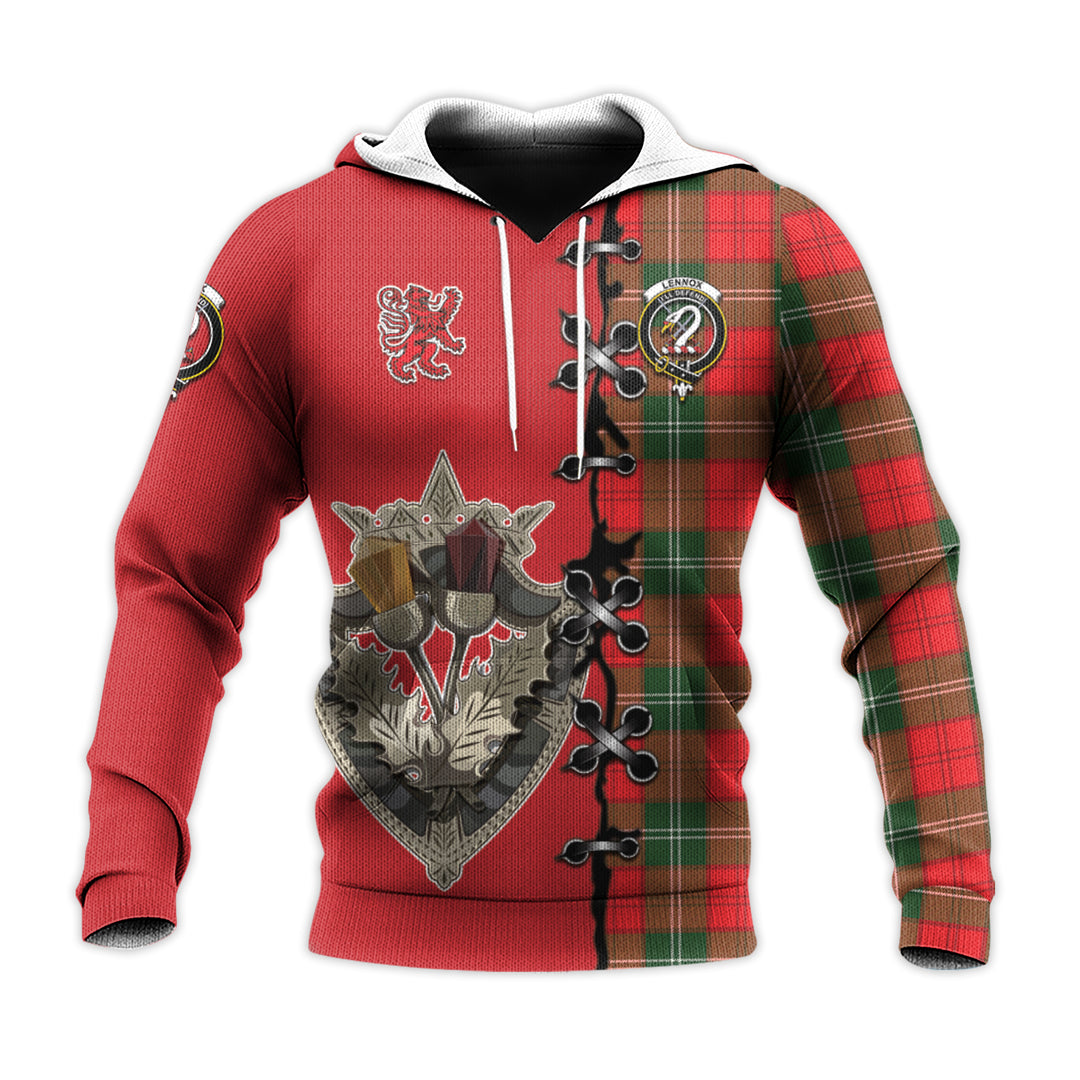 Printivon Lennox Modern Tartan Hoodie Lion Rampant And Celtic Thistle Style