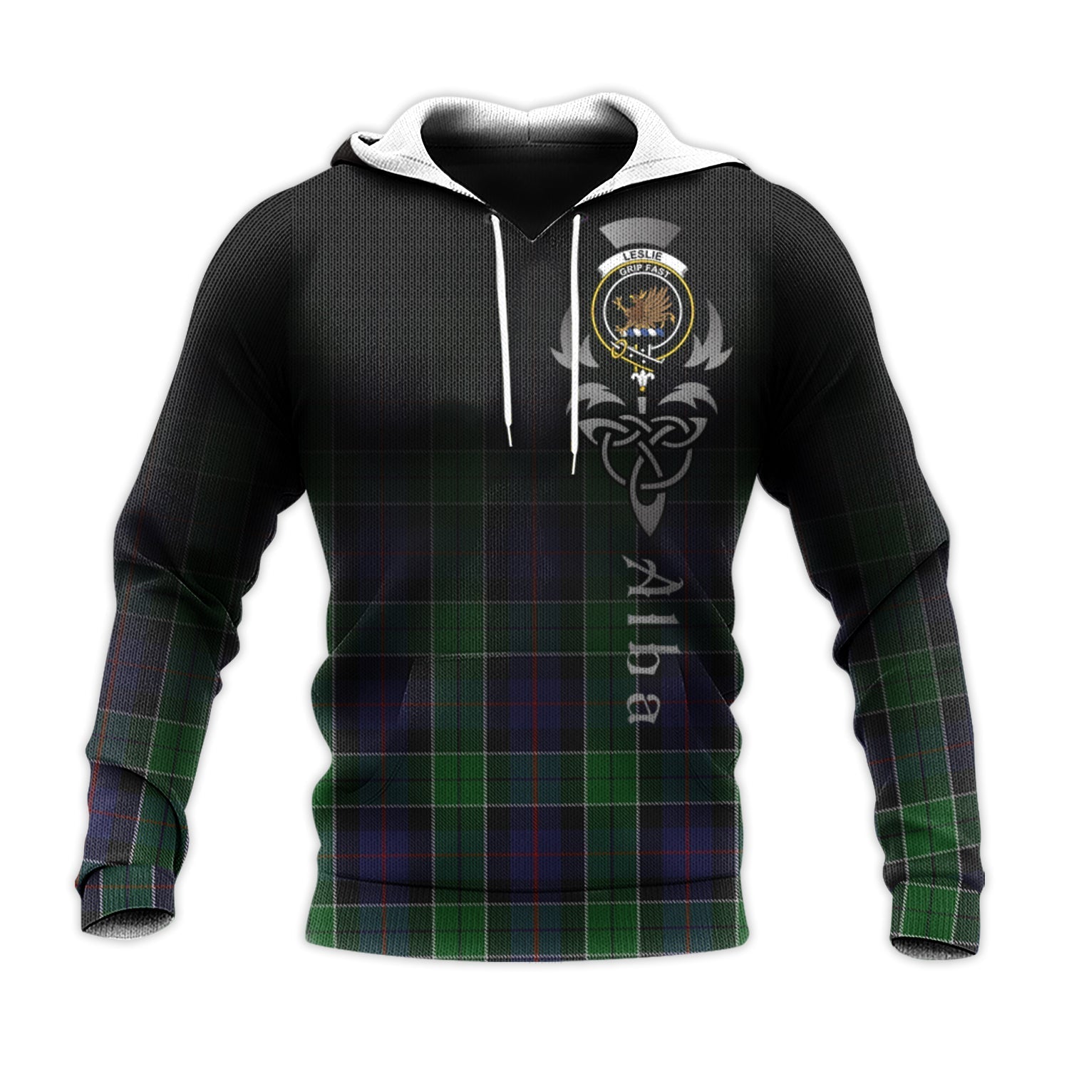 Printivon Leslie Hunting Tartan Crest Alba Celtic Hoodie