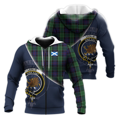 Printivon Leslie Hunting Tartan Scottish Crest Hoodie