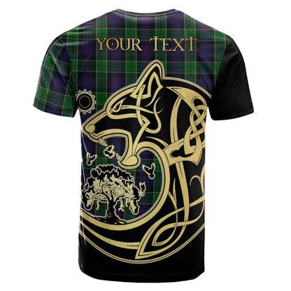 Printivon Leslie Hunting Crest Celtic Wolf Tartan T Shirt Custom Your Text