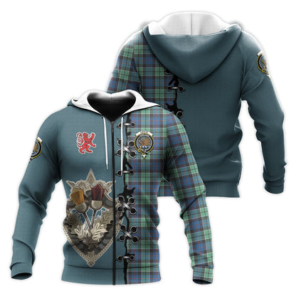 Printivon Leslie Hunting Ancient Tartan Hoodie Lion Rampant And Celtic Thistle Style