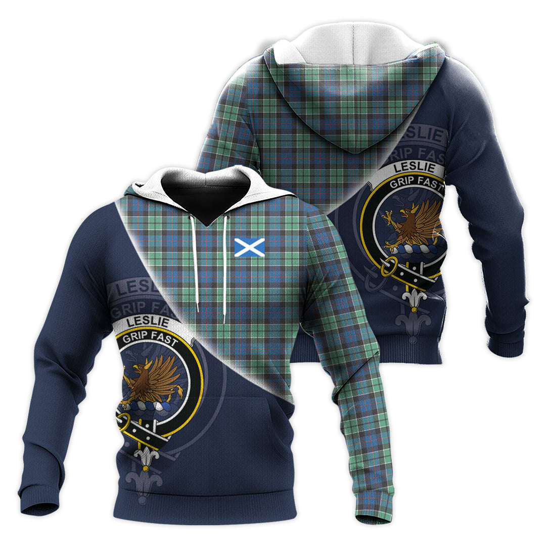 Printivon Leslie Hunting Ancient Tartan Scottish Crest Hoodie
