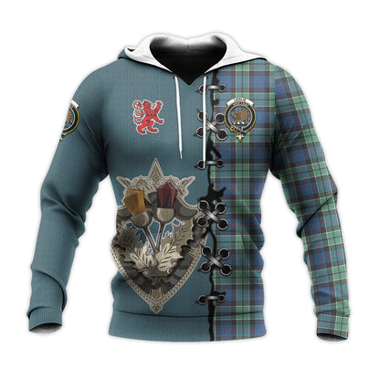 Printivon Leslie Hunting Ancient Tartan Hoodie Lion Rampant And Celtic Thistle Style
