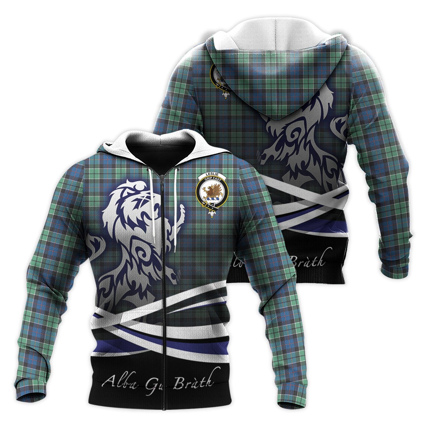 Printivon Leslie Hunting Ancient Tartan Scottish Lion Hoodie