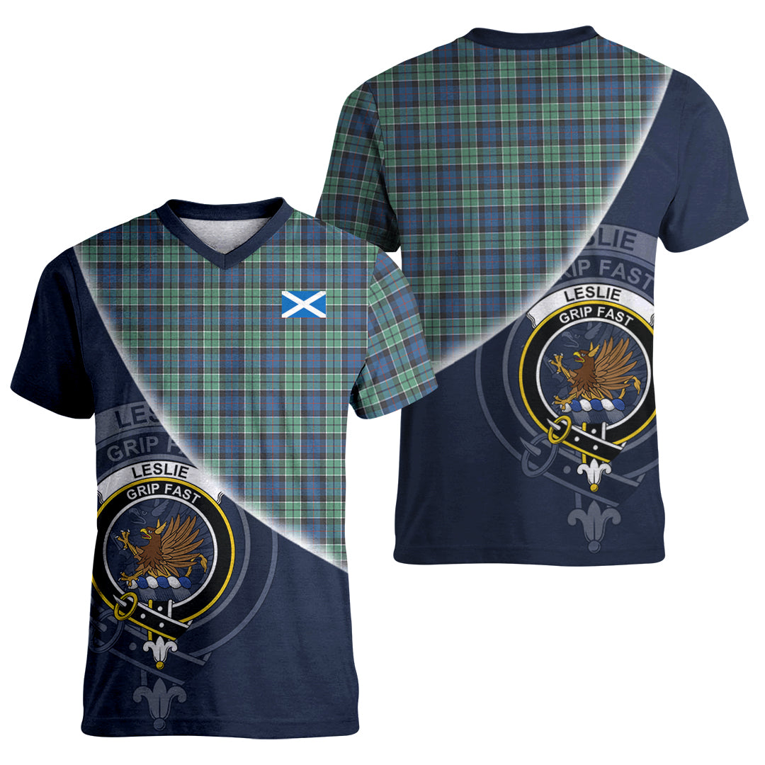 Printivon Leslie Hunting Ancient Tartan Scottish Crest T Shirt