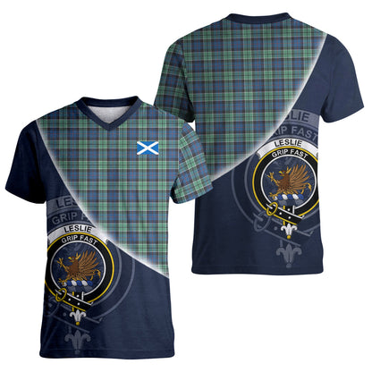 Printivon Leslie Hunting Ancient Tartan Scottish Crest T Shirt