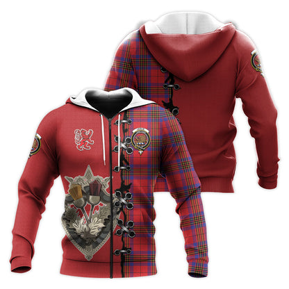 Printivon Leslie Modern Tartan Hoodie Lion Rampant And Celtic Thistle Style