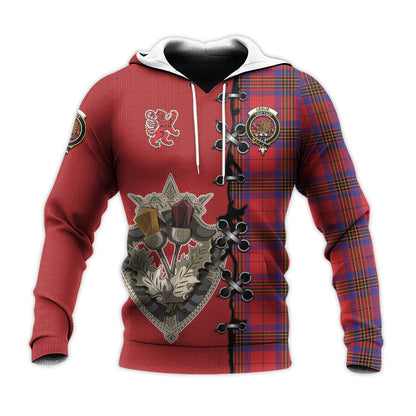 Printivon Leslie Modern Tartan Hoodie Lion Rampant And Celtic Thistle Style
