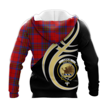Printivon Leslie Modern Clan Believe In Me Crest Tartan Knitted Hoodie Custom Your Text
