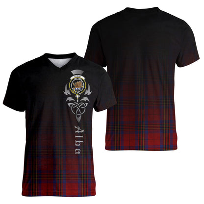 Printivon Leslie Red Tartan Crest Alba Celtic T Shirt