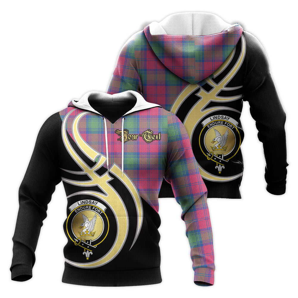 Printivon Lindsay Ancient Clan Believe In Me Crest Tartan Knitted Hoodie Custom Your Text