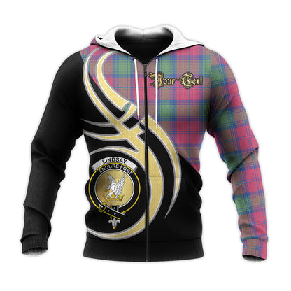 Printivon Lindsay Ancient Clan Believe In Me Crest Tartan Knitted Hoodie Custom Your Text