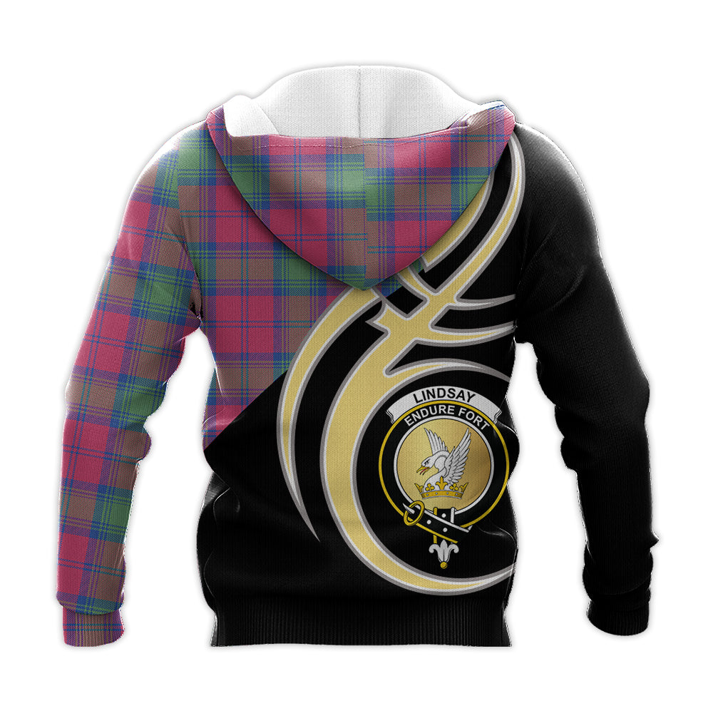 Printivon Lindsay Ancient Clan Believe In Me Crest Tartan Knitted Hoodie Custom Your Text