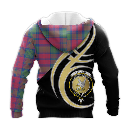 Printivon Lindsay Ancient Clan Believe In Me Crest Tartan Knitted Hoodie Custom Your Text
