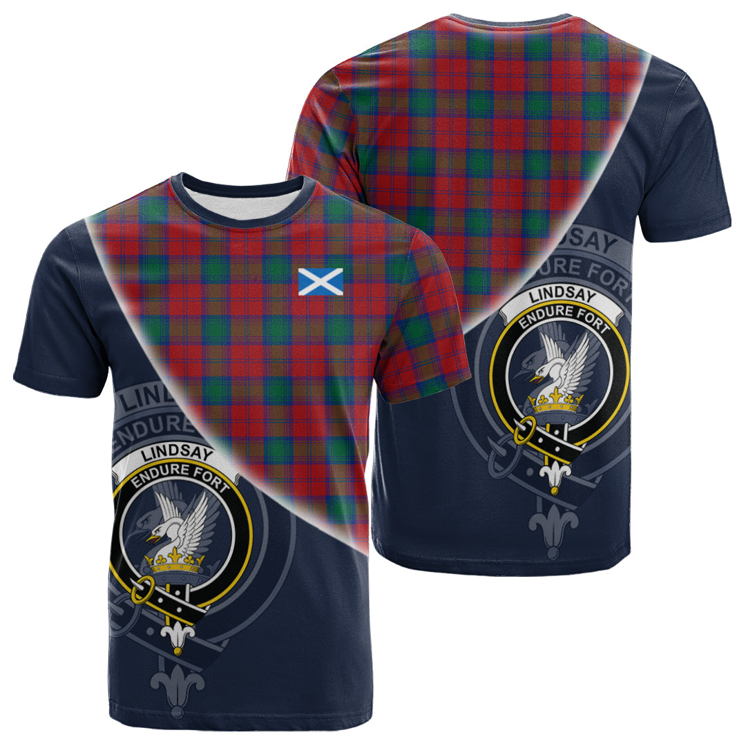 Printivon Lindsay Modern Tartan Scottish Crest T Shirt