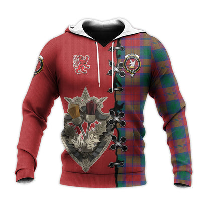 Printivon Lindsay Modern Tartan Hoodie Lion Rampant And Celtic Thistle Style