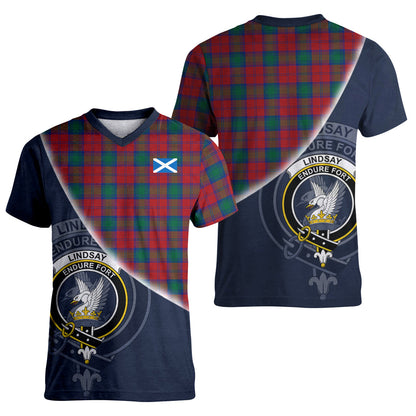 Printivon Lindsay Modern Tartan Scottish Crest T Shirt