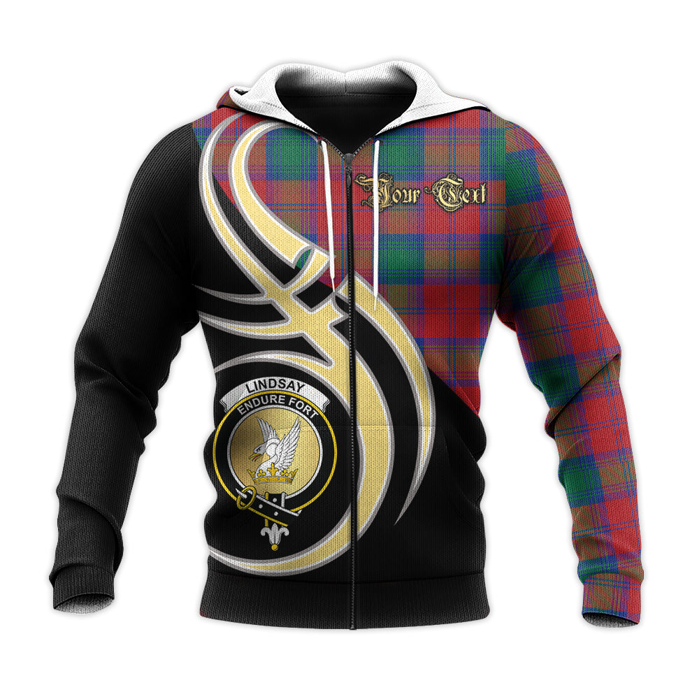 Printivon Lindsay Modern Clan Believe In Me Crest Tartan Knitted Hoodie Custom Your Text