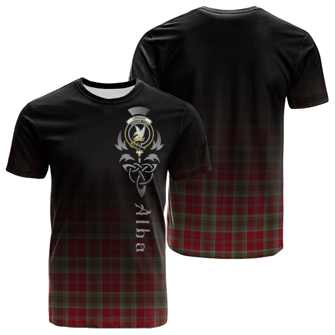 Printivon Lindsay Weathered Tartan Crest Alba Celtic T Shirt