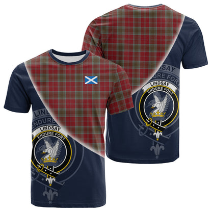 Printivon Lindsay Weathered Tartan Scottish Crest T Shirt