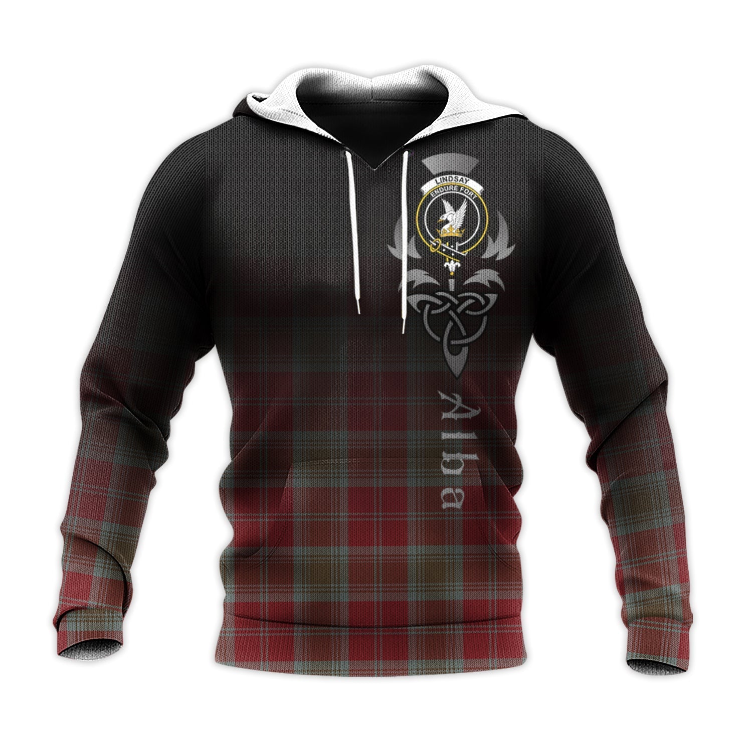 Printivon Lindsay Weathered Tartan Crest Alba Celtic Hoodie