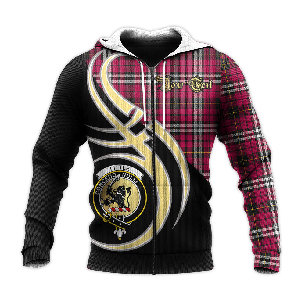 Printivon Little Clan Believe In Me Crest Tartan Knitted Hoodie Custom Your Text