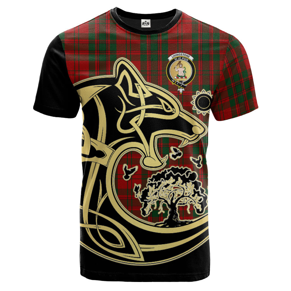 Printivon Livingston Crest Celtic Wolf Tartan T Shirt Custom Your Text