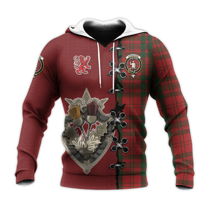 Printivon Livingston Tartan Hoodie Lion Rampant And Celtic Thistle Style