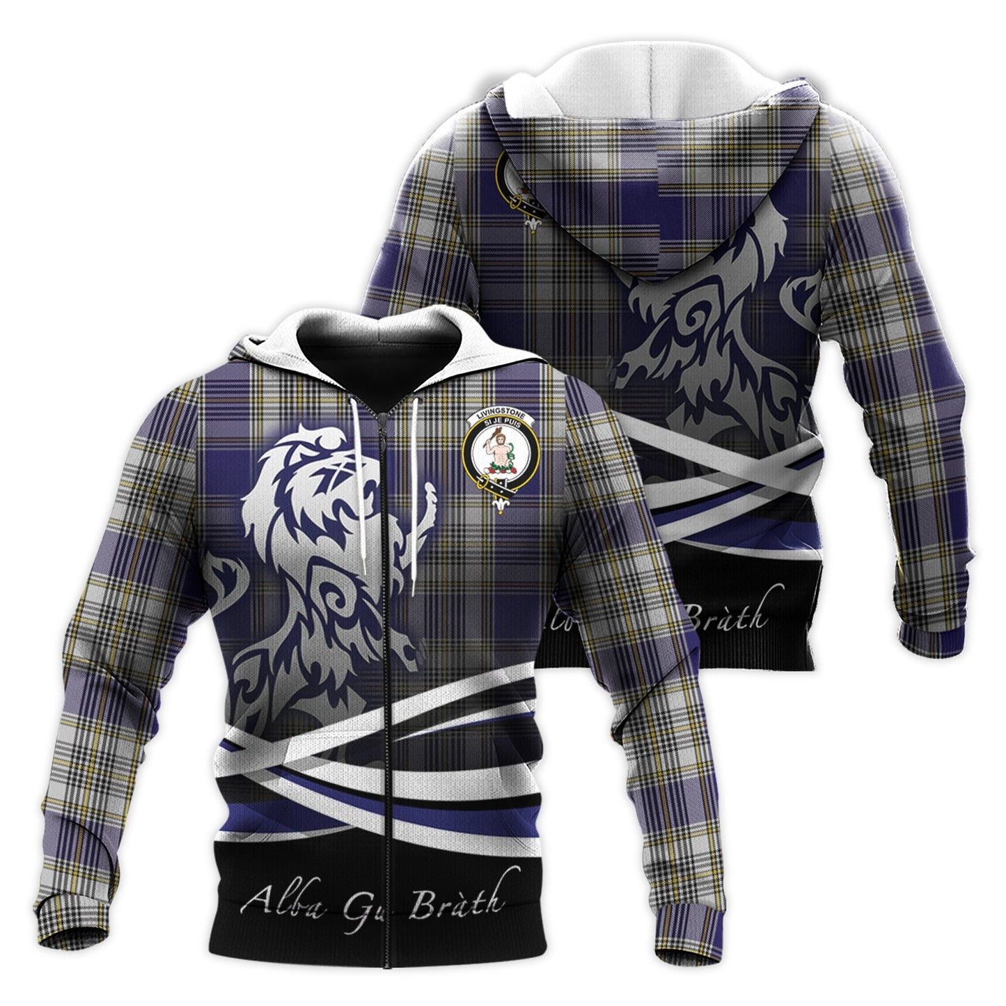 Printivon Livingston Dress Tartan Scottish Lion Hoodie