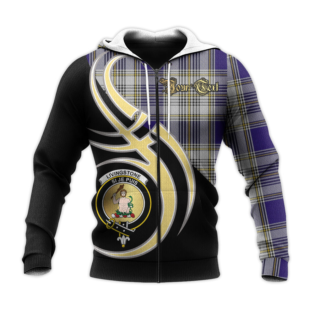 Printivon Livingston Dress Clan Believe In Me Crest Tartan Knitted Hoodie Custom Your Text