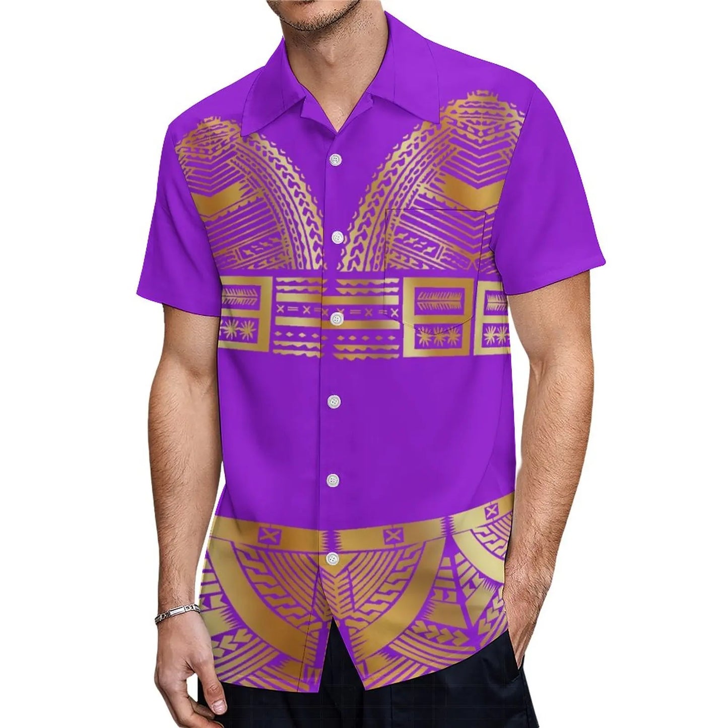 Polynesian Traditional Tribal Pattern Pink Couple Set Puletasi Dress Man Shirt Matching Outfit