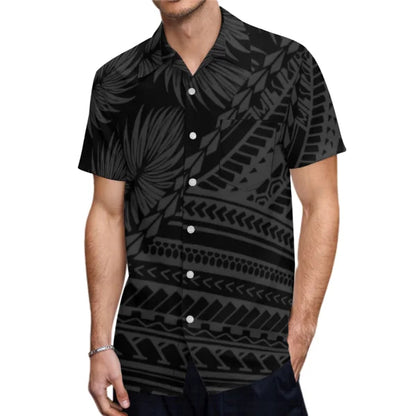 Polynesian Tribal Pattern Black Couples Matching Outfit Fishtail Skirt Dress And Shirt For Her Him