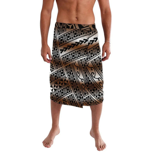 Traditional Polynesian Tribal Pattern Ie Faitaga Lavalava Island Wear Wrap Skirt For Men