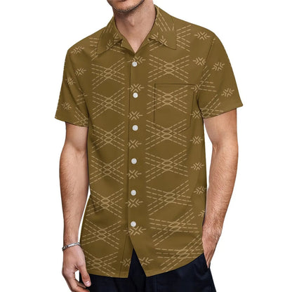 Polynesian Traditional Tribal Pattern Vintage Couple Set Puletasi Dress Man Shirt Matching Outfit