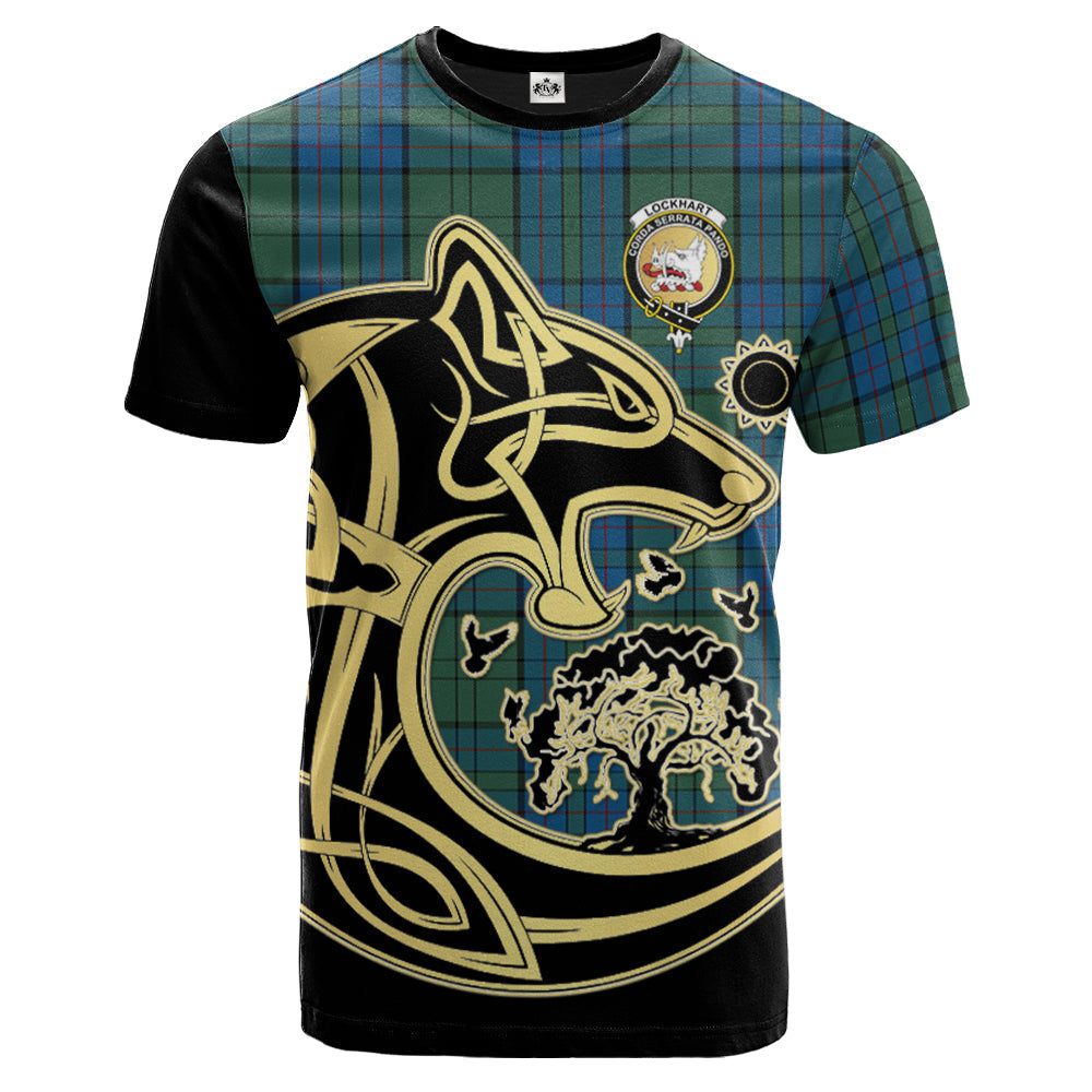 Printivon Lockhart Crest Celtic Wolf Tartan T Shirt Custom Your Text