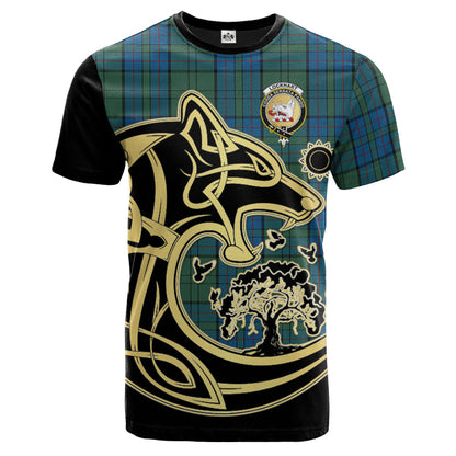 Printivon Lockhart Crest Celtic Wolf Tartan T Shirt Custom Your Text