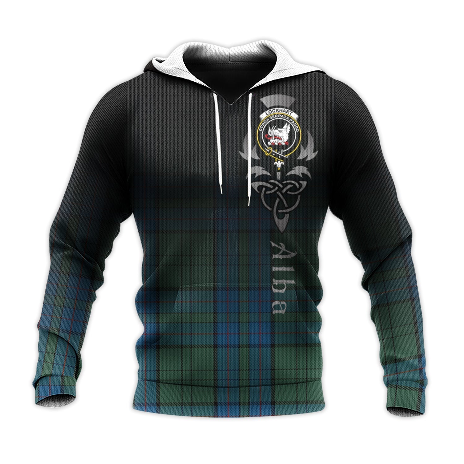 Printivon Lockhart Tartan Crest Alba Celtic Hoodie
